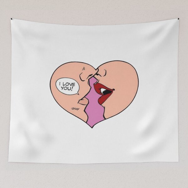 Item preview, Retro Romance Comic Couple Kissing Heart Illustration designed and sold by whimseyangel.