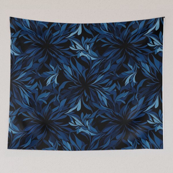 Item preview, Deep Blue Floral Ornamental Leaves Pattern designed and sold by Owcomm.