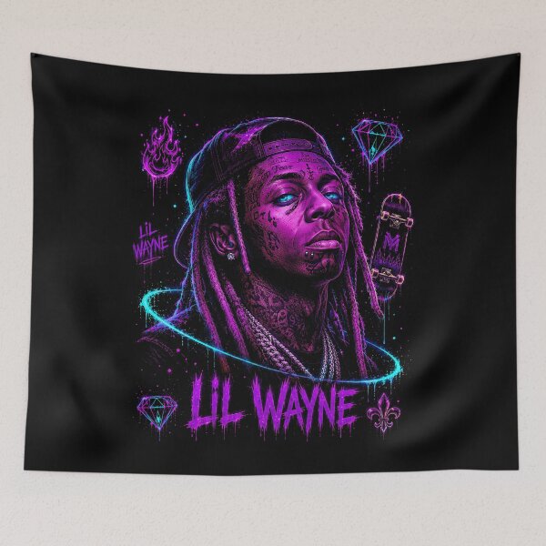 Item preview, Lil Wayne Purple Neon Diamond Portrait designed and sold by JMS-Artvintage.