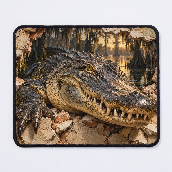 Item preview, Alligator Breaking Through Wall – 3D Bayou Illusion designed and sold by GSizzle1.
