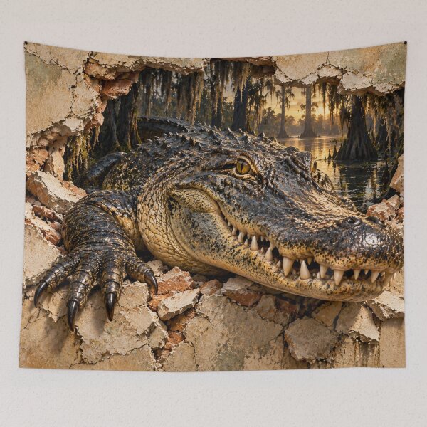 Item preview, Alligator Breaking Through Wall – 3D Bayou Illusion designed and sold by GSizzle1.
