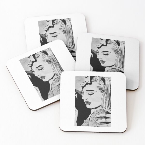 Item preview, Vintage Romance Comic Couple Hugging Retro Pop Art Black and White designed and sold by whimseyangel.