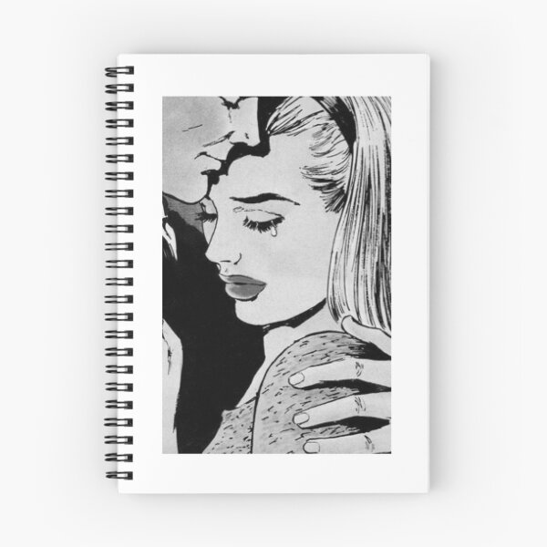 Item preview, Vintage Romance Comic Couple Hugging Retro Pop Art Black and White designed and sold by whimseyangel.