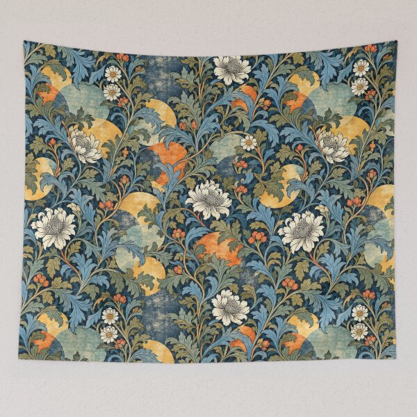 Item preview, Morris Style Floral Distressed Polka Pattern designed and sold by Panadis.