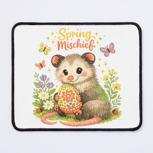 Item preview, Spring Mischief Cute Opossum Easter Egg Floral Cottagecore Design designed and sold by inkoutninja.