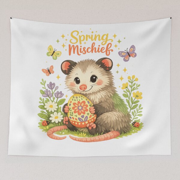 Item preview, Spring Mischief Cute Opossum Easter Egg Floral Cottagecore Design designed and sold by inkoutninja.