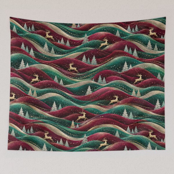 Item preview, Golden Reindeer Velvet Christmas Pattern designed and sold by Panadis.