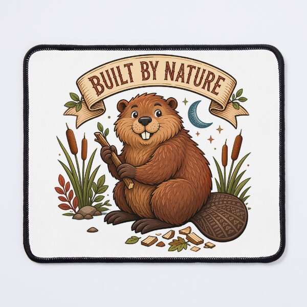 Item preview, Built by Nature Cute Beaver Woodland Wildlife Outdoor Design designed and sold by inkoutninja.