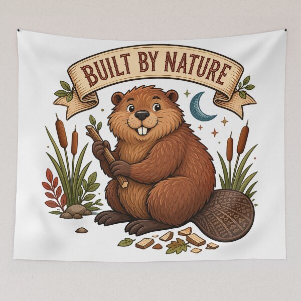 Item preview, Built by Nature Cute Beaver Woodland Wildlife Outdoor Design designed and sold by inkoutninja.