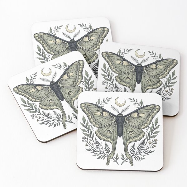 Item preview, Lunar Moth Vintage Gothic Celestial Illustration designed and sold by lucianacordoba.