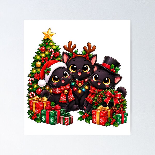Item preview, Christmas Cat Squad Party Winter Funny Friends Santa designed and sold by QuiteOrbit.