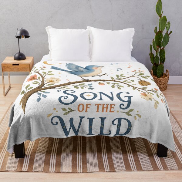 Item preview, Song of the Wild Blue Bird Floral Woodland Nature Cottagecore Design designed and sold by inkoutninja.