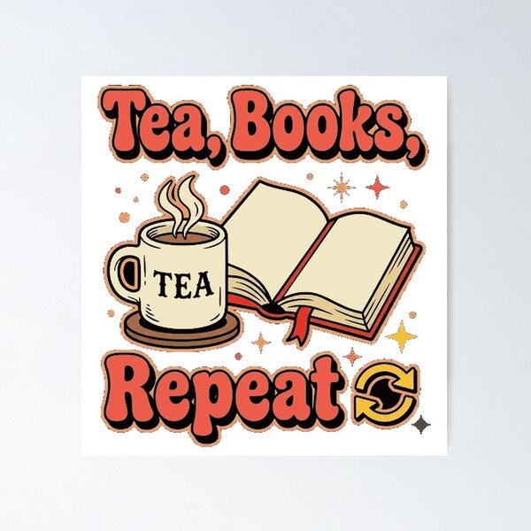 Item preview, Tea, Books, Repeat - Cute Retro Design Sticker designed and sold by gidget-gadget.