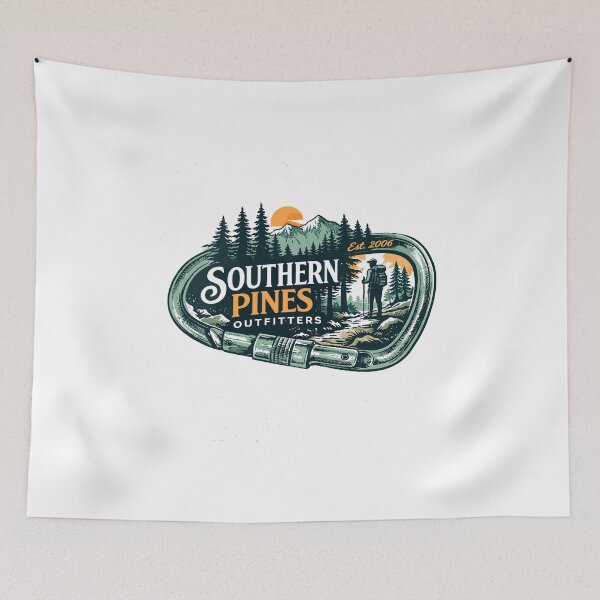 Item preview, Southern Pines Outfitters Carabiner Outdoor Poster designed and sold by Matinez Pink.