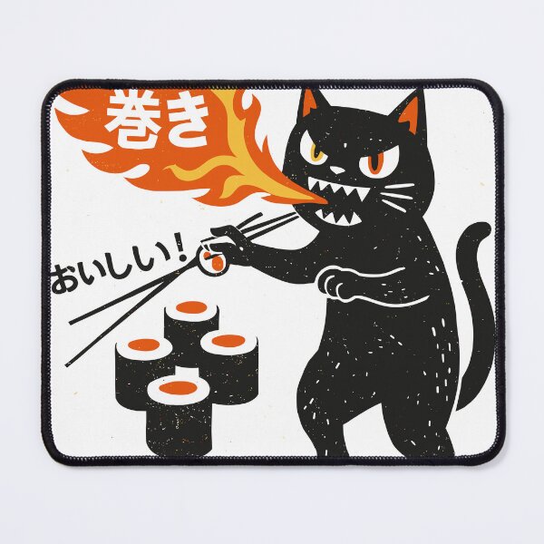 Item preview, Fire Breathing Black Cat Sushi Poster designed and sold by Matinez Pink.