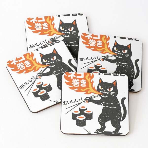Item preview, Fire Breathing Black Cat Sushi Poster designed and sold by Matinez Pink.