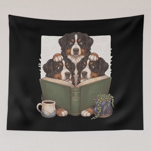 Item preview, Vintage Bernese Mountain Dog Reading Book Funny Dog Lover designed and sold by dian-rody-crest.