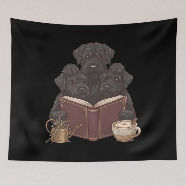 Item preview, Vintage Black Russian Terrier Reading Book Funny Dog Lover designed and sold by dian-rody-crest.