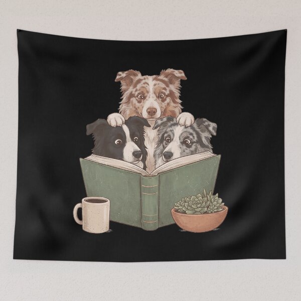 Item preview, Vintage Border Collie Reading Book Funny Dog Lover designed and sold by dian-rody-crest.