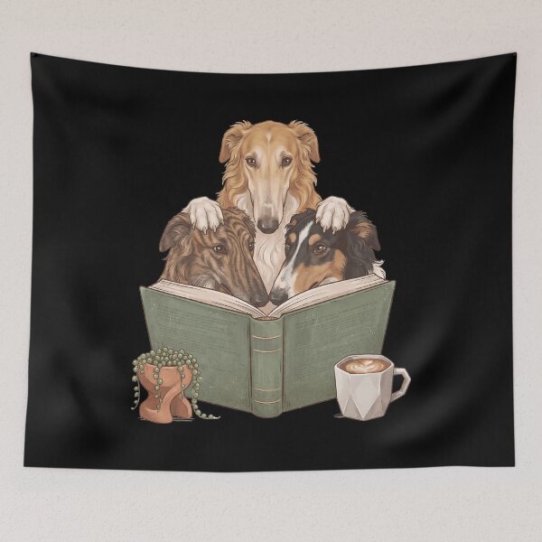 Item preview, Vintage Borzoi Reading Book Funny Dog Lover designed and sold by dian-rody-crest.