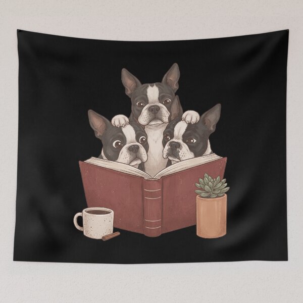 Item preview, Vintage Boston Terrier Reading Book Funny Dog Lover designed and sold by dian-rody-crest.