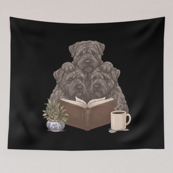 Item preview, Vintage Bouvier des Flandres Reading Book Funny Dog Lover designed and sold by dian-rody-crest.