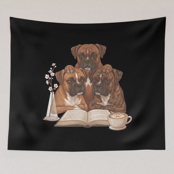 Item preview, Vintage Boxer Dog Reading Book Funny Dog Lover designed and sold by dian-rody-crest.