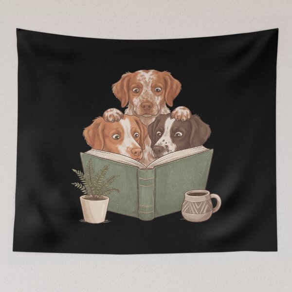 Item preview, Vintage Brittany Reading Book Funny Dog Lover designed and sold by dian-rody-crest.