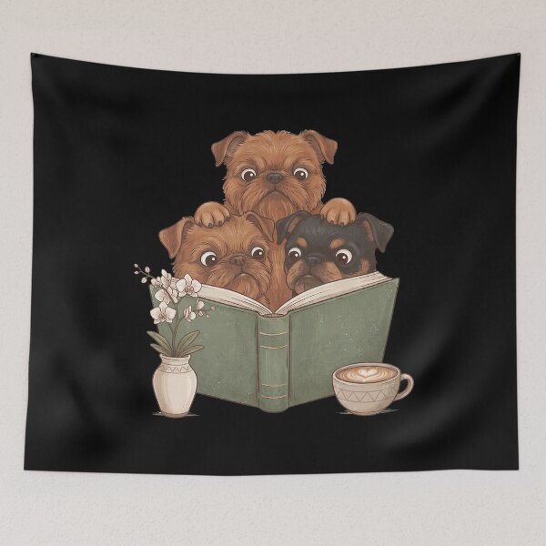 Item preview, Vintage Brussels Griffon Reading Book Funny Dog Lover designed and sold by dian-rody-crest.