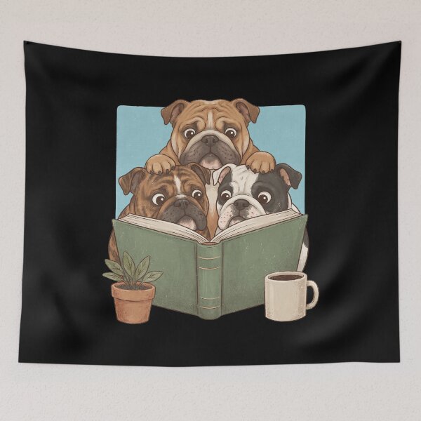 Item preview, Vintage Bulldog Reading Book Funny Dog Lover designed and sold by dian-rody-crest.