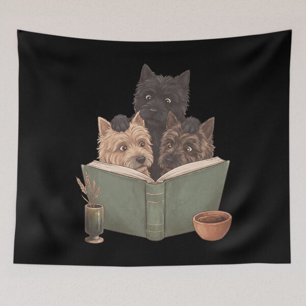 Item preview, Vintage Cairn Terrier Reading Book Funny Dog Lover designed and sold by dian-rody-crest.