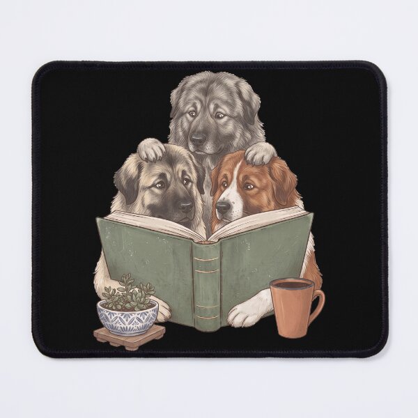 Item preview, Vintage Caucasian Shepherd Dog Reading Book Funny Dog Lover designed and sold by dian-rody-crest.