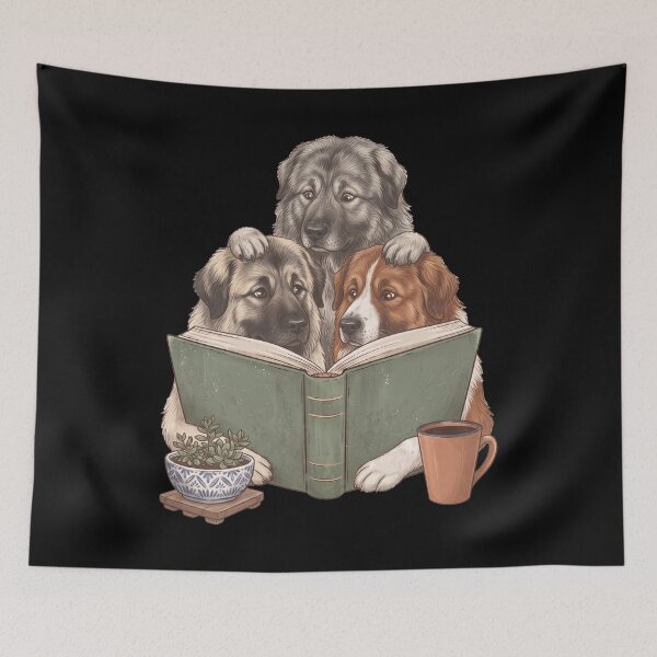 Item preview, Vintage Caucasian Shepherd Dog Reading Book Funny Dog Lover designed and sold by dian-rody-crest.