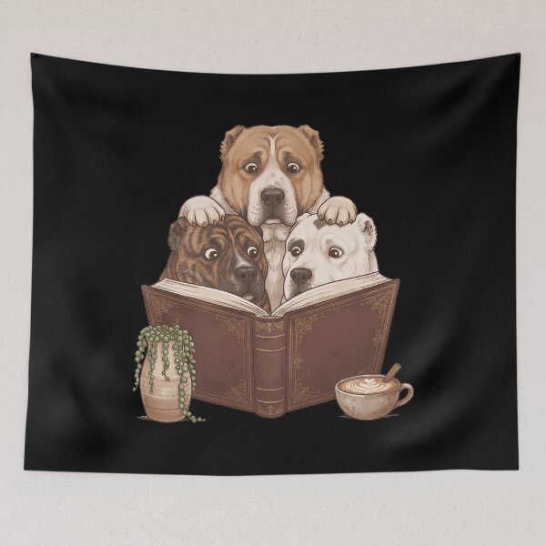 Item preview, Vintage Central Asian Shepherd Dog Reading Book Funny Dog Lover designed and sold by dian-rody-crest.