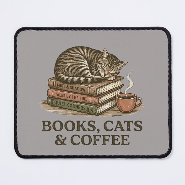 Item preview, Books Cats and Coffee Cozy Reading Illustration designed and sold by lucianacordoba.