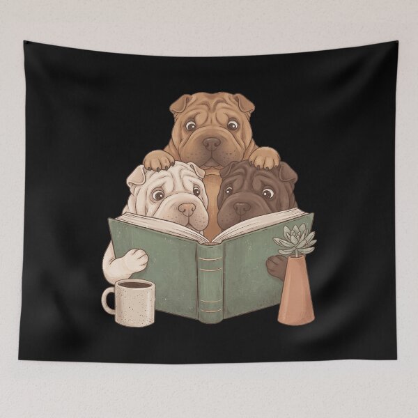 Item preview, Vintage Chinese Shar Pei Reading Book Funny Dog Lover designed and sold by dian-rody-crest.