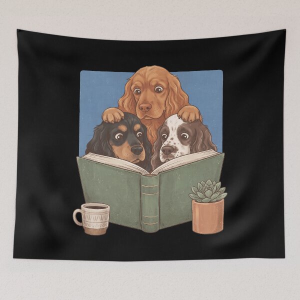 Item preview, Vintage Cocker Spaniel Reading Book Funny Dog Lover designed and sold by dian-rody-crest.
