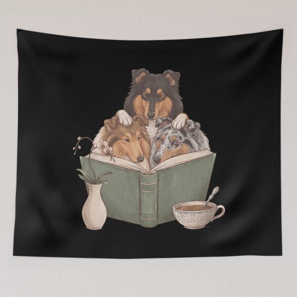 Item preview, Vintage Collie Reading Book Funny Dog Lover designed and sold by dian-rody-crest.