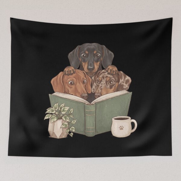 Item preview, Vintage Dachshund Reading Book Funny Dog Lover designed and sold by dian-rody-crest.