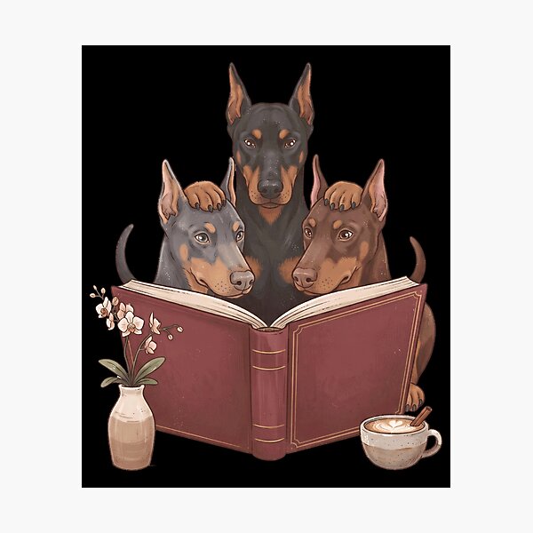 Item preview, Vintage Doberman Pinscher Reading Book Funny Dog Lover designed and sold by dian-rody-crest.