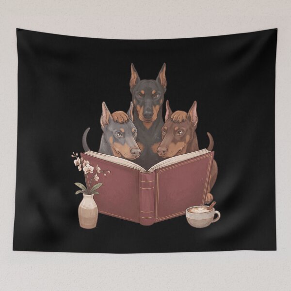 Item preview, Vintage Doberman Pinscher Reading Book Funny Dog Lover designed and sold by dian-rody-crest.