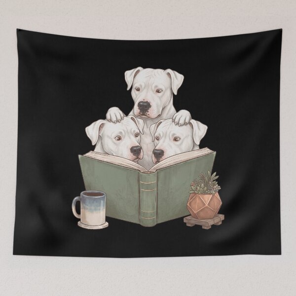 Item preview, Vintage Dogo Argentino Reading Book Funny Dog Lover designed and sold by dian-rody-crest.