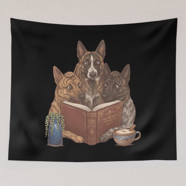Item preview, Vintage Dutch Shepherd Reading Book Funny Dog Lover designed and sold by dian-rody-crest.