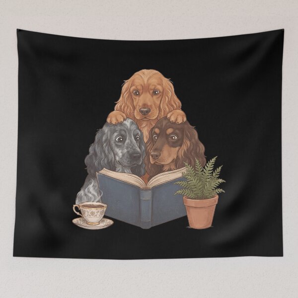 Item preview, Vintage English Cocker Spaniel Reading Book Funny Dog Lover designed and sold by dian-rody-crest.