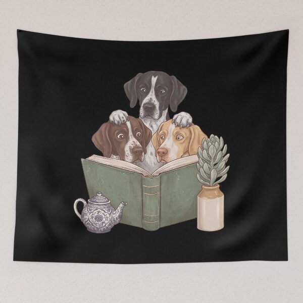 Item preview, Vintage English Pointer Reading Book Funny Dog Lover designed and sold by dian-rody-crest.