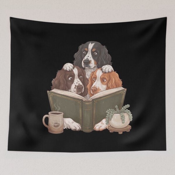 Item preview, Vintage English Springer Spaniel Reading Book Funny Dog Lover designed and sold by dian-rody-crest.