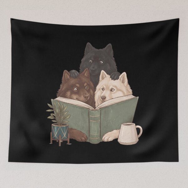 Item preview, Vintage Finnish Lapphund Reading Book Funny Dog Lover designed and sold by dian-rody-crest.