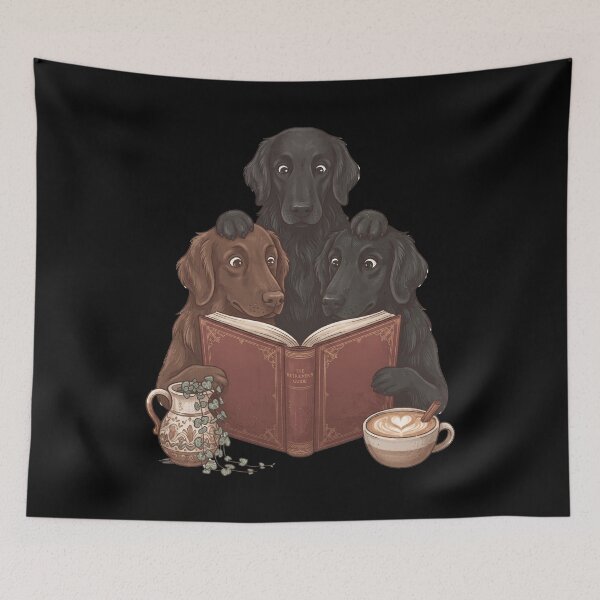 Item preview, Vintage Flat Coated Retriever Reading Book Funny Dog Lover designed and sold by dian-rody-crest.