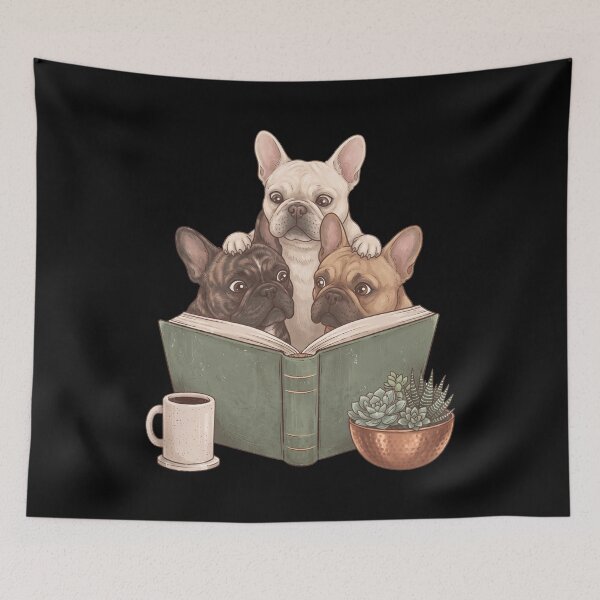 Item preview, Vintage French Bulldog Reading Book Funny Dog Lover designed and sold by dian-rody-crest.