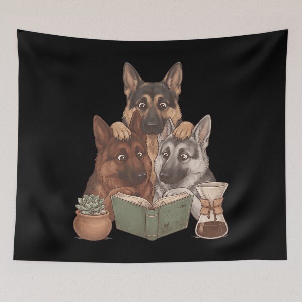 Item preview, Vintage German Shepherd Reading Book Funny Dog Lover designed and sold by dian-rody-crest.